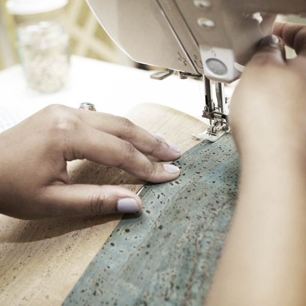 mindthecork_jenny sewing cork leather